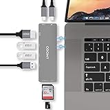 ODOMY Hub USB C Adaptateurs pour MacBook Pro 2018/2017/2016, Concentrateur 8 Ports avec 3 USB 3.0, 1 Port USB C, Lecteur de Carte SD/Micro, 4K HDMI, 100 W Thunderbolt 3