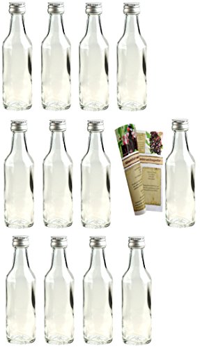 40 leere Mini Glasflaschen "Lina" 50 ml Glasfläschchen kleine Flaschen incl. Schraubverschluss, Likörflaschen zum selbst Abfüllen Schnapsflaschen Essigflaschen Ölflaschen