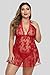 Plus Size Lingerie Red Open Back Floral Lace for Women | Red...