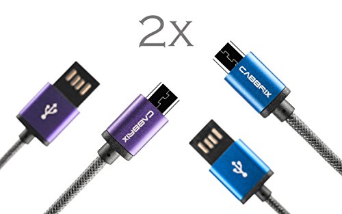 2 x 3 Meter CABBRIX Micro USB Kabel für Samsung Galaxy S3 S4 S5 S6, LG G4, Hauwei P8 Lite, HTC, Nokia, Sony, Android, XBOX, PS4 mit beidseitig verwendbarem USB A Stecker aus Aluminium gefertigt zum Laden und zur Datenübertragung
