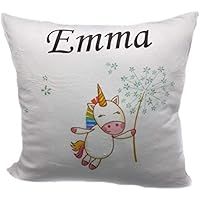 Kissen mit Wunschnamen super flauschig, 40cmx40cm ♥Einhorn mit Pusteblume♥