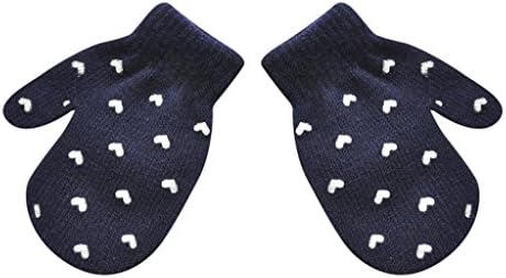 SetMei Infant Baby Girls Boys Cute Heart Print Winter Warm Gloves For 1-5 Years old (Navy)