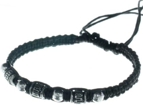 Silver color beads black anklet bracelet unisex trendy hippie look B2 anklet