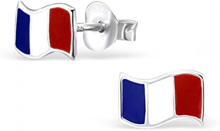 Silver French Flag Earrings in Sterling Silver