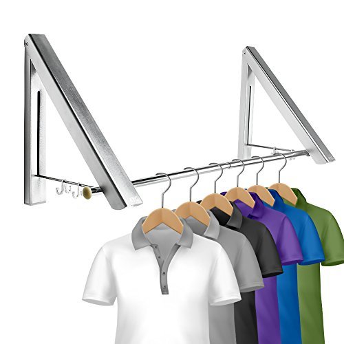 KYG Faltbar Kleiderhaken Klappbarer Wand-Kleiderständer Set Folding Platzsparend Wetterfest Kleiderbügel Aluminium