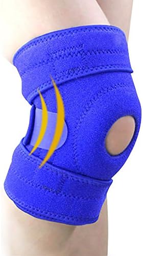 LVNKAD Knee Support, Open-Patella Stabiliser with Adjustable Knee Brace Hinged Knee Sleeve Fits for Left or Right Leg (Blue)