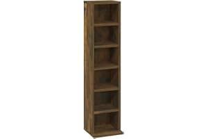 vidaXL CD Cabinet Living Room Display Rack Shelving Unit Bookshelf CD Storage Unit Cupboard Furniture Display Cabinet Smoked Oak Engineered Wood