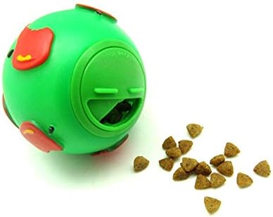 PetFun New Cute Interesting Round Ball Food Dispenser for Small Dogs, Green