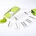 Produktbild Multifunktionaler Gemüseschneider, Obst-Und Käse Kutter, 5 Austauschbare Klingen + Lebensmittelbehälter + Sicherheits-Lebensmittel-Halter + Butting-Board + Peeler + Reinigungsbürste + Klinge-Aufbewahrungsbox