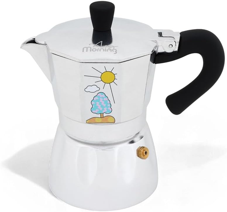 Any Morning Hes-6 Espresso Kahve Makinesi | İtalyan Kahve Makinesi, Alüminyum, PBA Ücretsiz, 6 Espresso Fincanı