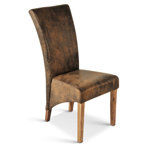 SAM® Esszimmer Polster-Stuhl in wild-leder optik eiche Beine, rustikales Design, Top Qualität [521350] - 