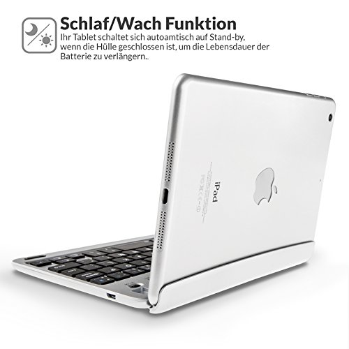Caseflex Ultra Dünn Bluetooth Tastatur mit magnetischer Halterung & verstellbarem Haltstand für iPad Mini, Mini 2 & Mini 3 - 3