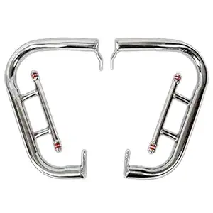BULLKARTZONE 2 Rods Rear Bike Safety Leg Crash Guard for Bullet Classic 350 (Chrome)