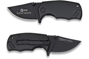 K25 - RUI KNIVES Navaja K25 Mini I con Clip Hoja 5,6 cm para Caza, Pesca, Camping, Outdoor, Supervivencia y Bushcraft K25 18203 + Portabotellas de regalo