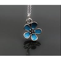 Halskette Kette Anhänger Vergissmeinnicht Blume Blüte Schmuck in Silber Blau Türkis Handmade Schmuck