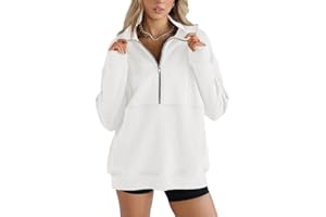 Imily Bela Felpa da donna oversize, mezza zip, a maniche lunghe, con scollo a V, calda, casual, con tasche