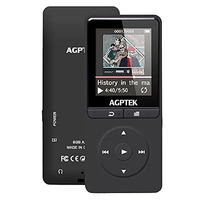 AGPTEK A20 Lecteur Mp3 Autonomie de 70 Heures 8Go,1.8 Pouce écran TFT en Couleur, Noir