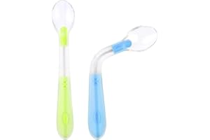 Vicloon 2pcs Cuchara de Silicona para Alimentación de Bebés con Función Plegable,Cucharas de Bebé, Cuchara para Bebé para Alentar Su Bebé Comer de Forma Independiente (Azul y Verde)