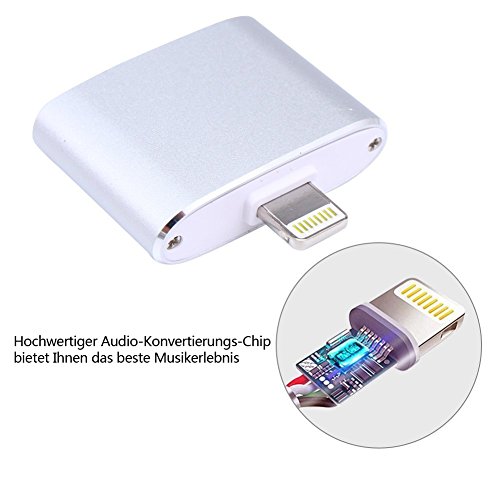 ATETION [ Supporting control music and call volume ] 2 in 1 Lightning to 3.5mm Aux Adapter for iPhone 7 / 7 Plus, Earphones Jack Cable Audio Adapter and Lightning to Charger (Silver)