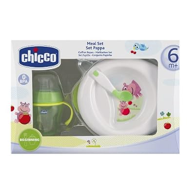Chicco Coffret Repas 2013 Assiette Maintien au Chaud + Tasse Soft + Cuillère Coudée 6 Mois+