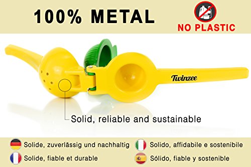 Twinzee Zitronen- und Limettenpresse mit zwei Aufsätzen – Zitronenpresse in einzigartigem Design – aus Aluminium - 2