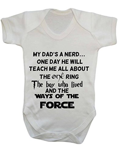 My Dad’s A Nerd One Day He Will Teach Me All About Fandom References Geek Gift Baby Bodysuit Babygrow Vest
