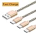 Produktbild USB C ladekabel Kabel 3 Pack 1.8M USB Typ C Kabel Schnell ladekabel, Nylon Android Ladekabel für Samsung Galaxy S9 S8 Plus Note 9 8 Moto Z Huawei P9 P10 Mate 9 10 Sony Xperia XZ Gold