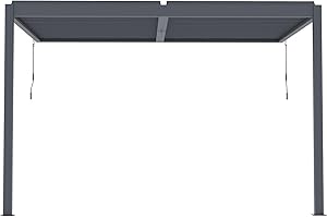 Habitat et Jardin Pérgola bioclimática adosada Windsor con led - 3 x 4 m - Antracita