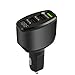 Produktbild Yiwencult Kfz-Ladeadapter mit 3 Anschlüssen, LED, Schnellladung für iPhone Samsung Handy Schwarz