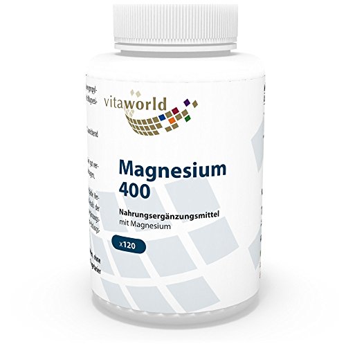Magnesio 400mg 120 Cápsulas Vegetales - Vita World Producción Farmacia Alemania