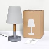 Tomons Nachttischlampe/ Bettschrank Stofflampenschirm Schreibtischlampe/ Massivholzlampe für Schlafzimmer, Wohnzimmer, Wohnheim, Kaffeetisch- grau - 7