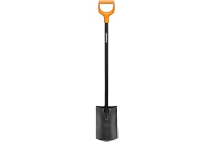 Fiskars Pala de Jardín Redonda para Suelos Blandos y Pedregosos, Acero de y Mango de Plástico, 116,6 cm, Color Negro/Naranja, Solid, 1066717