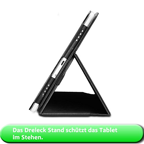Infiland Samsung Galaxy Tab A 9.7 Hülle Case -Slim Fit Folio PU-lederne dünne Kunstleder Schutzhülle Cover Tasche für Samsung Galaxy Tab A 9.7 T550N/ T555N 24,6 cm (9,7 Zoll) WiFi/LTE Tablet-PC (mit Auto Schlaf / Wach Funktion)(Schwarz) - 7