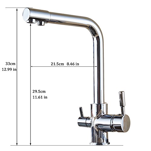 Küche Wasserfilter Hahn, 2-Griff Beige mit Dot Spültisch Deck Mount Armatur Warm-und Kalt Mischer,WF-0175MD - 2