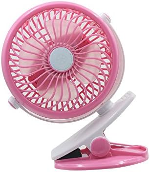 Flypro 360º Rotation Clip-on Mini Portable Battery Fan Personal Handheld USB Desktop Fan for Baby Stroller Home Office Outdoors Travel Camping (Pink)