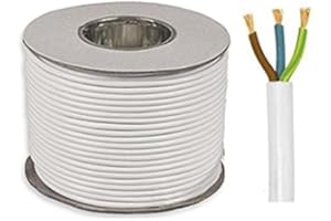 PROTECH CABLES 3 CORE 13 AMP Round White PVC Mains Electrical Cable 1.5MM Sold by The Meter