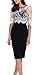 Produktbild COMVIP Lace Spitze Damen 3/4 Ärmel Business Kleid Bodycon Schlauch Kleid Casual Cocktail Kleid Knielang Schwarz 2XL