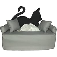 Schwarze Katze auf Grau - Taschentuchsofa - Handgefertigt