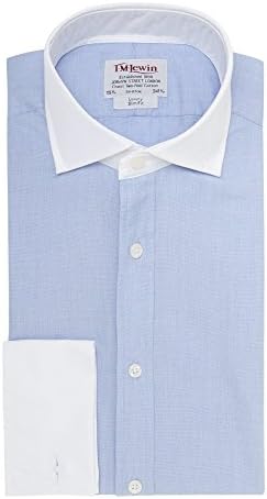 T.M.Lewin Men's Slim Fit Blue End-on-End Shirt 15" Regular