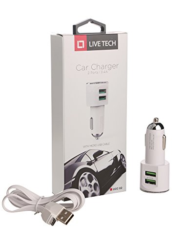 Live Tech UCC02 3.4A Dual Port Smart Car Charger Adapter with Auto-ID and Fast Charging