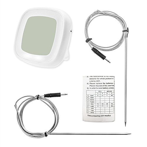 Duales Küchen Fleisch Thermometer & Timer, GEEKHOM Perfektes digitales Thermometer & Timer zum Kochen von Truthahn für den Weihnachtstag, einfach ablesbar, Ofen-Koch-Thermometer für Braten und Fleisch, BBQ, Geflügel, Grill - 7
