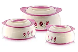 HOMETRONICS Insulated Casserole Dish Soup and Salad Bowl Set with Lid (Set of 3(500ml/1000ml/1500 ml)