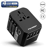 【AHORRO DE TIEMPO】 - CARGUE 6 DISPOSITIVOS SIMULTÁNEAMENTE. El adaptador de alimentación internacional con 4 ranuras USB, un tipo C y una toma de CA pueden cargar 6 dispositivos al mismo tiempo. Chip IC inteligente incorporado con inteligente, seguro y veloz. Deja que disfrutes de unas vacaciones perfectas.