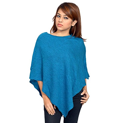 Womens 513 Blue free size Acrylic Solid Ponchu RS.699 (50.00% Off) - Amazon