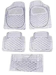 CARIZO Transparent White Car Floor/Foot Mats (Set of 5) Compatible for Hyundai Alcazar (Prestige/Platinum/Signature) 2021