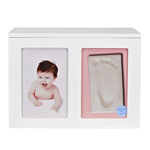 Keepsake box – Holz Aufbewahrungsbox, Erinnerungsbox, Andenken- Box fĂŒr Ihr Baby mit Passepartout (Blau und Pink) und Glasscheiben - 5