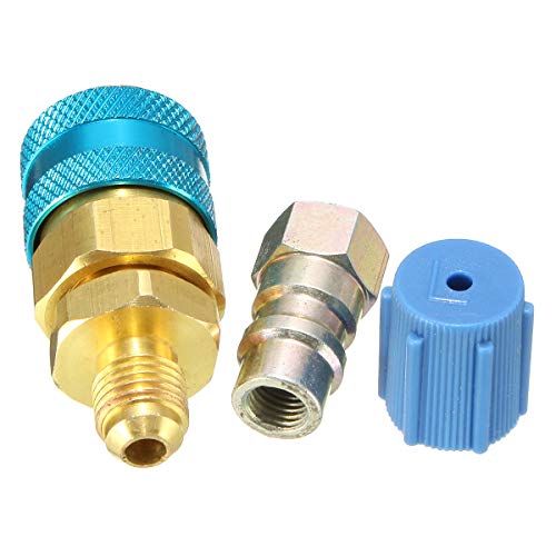2 Adattatori Rapidi R134A 1/4” SAE Per Collettore Manometro AC – Alto/basso, Blu/rosso