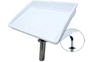 Pactrade Marine Fishing Fillet Table Bait White Cutting Board Single Rod Holder Mount Pliers Knives Storage Compartment Metric Inch UV Stabilized