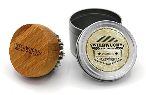 Wildwuchs Bartpflege - Bartbürste aus Bambus mit Wildschweinborsten in Premium-Qualität mit Geschenkbox