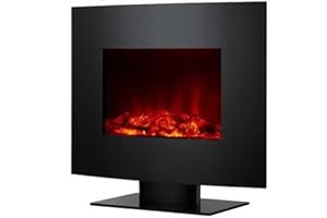 PUR LINE Chimenea Eléctrica, 2000W, Cristal Templado Negro, con pie y Mando a Distancia CHE-340 Purline